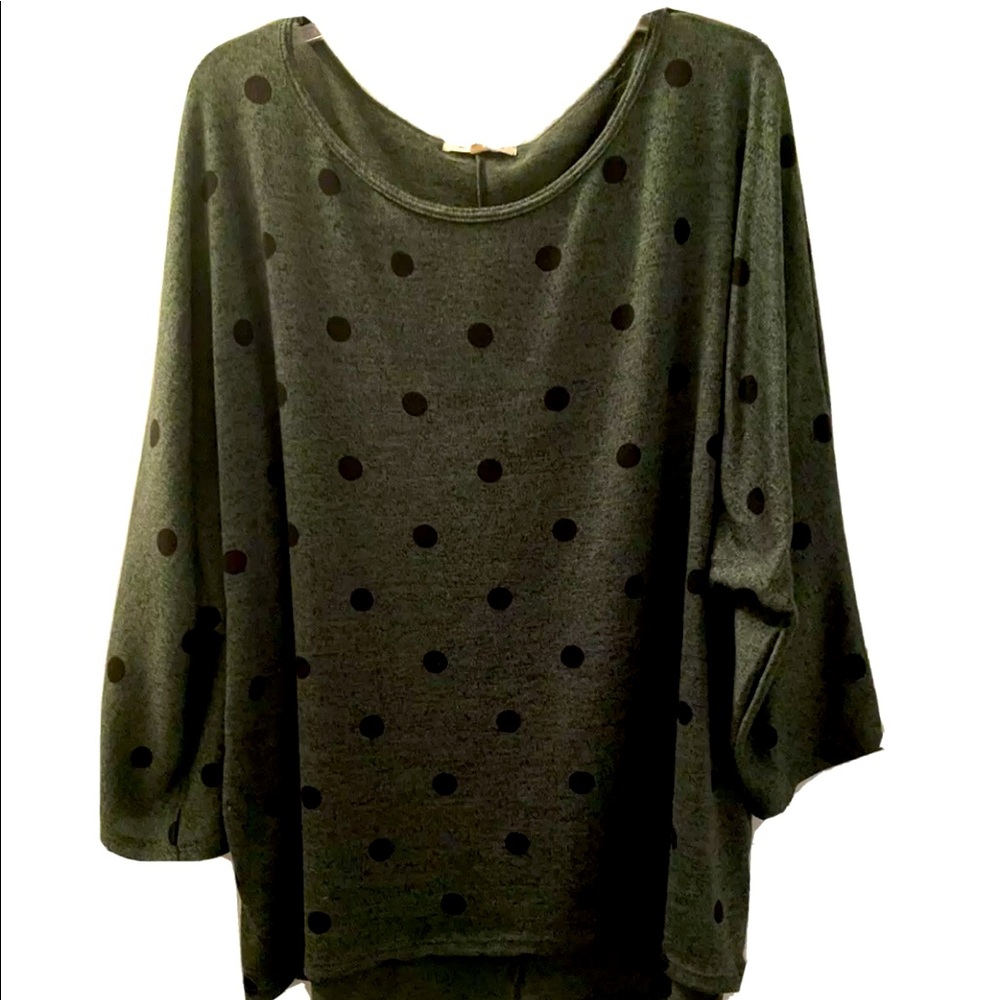 3xl women’s Dot Printed Green Heathered Knit Top